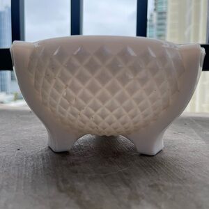 Westmoreland Milk Glass Footed Bowl | Vintage Diamond Pattern Trinket Dish